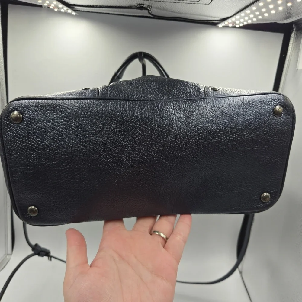 Coach Mickie Pearlized Blue Grain Leather Convertible Cross Bag F34040 Gunmetal